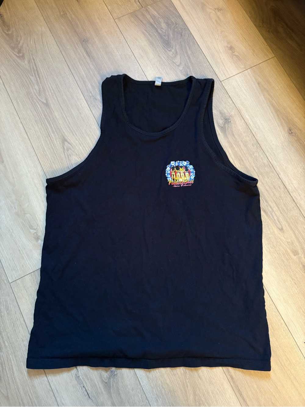 Nothing Butt Black Tank Top with Small Colorful Chest Graphic
